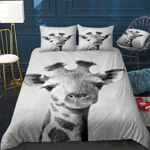 Baby Giraffe BW Quilt Cover Pillowcase 3Piece Comforter Bedding Set With Pillow Case Single Double Duvet Cover Home Decora