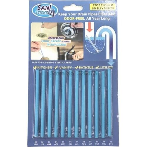 DHL 200set 12Pcs/set Sani Sticks sewage decontamination to deodorant The kitchen toilet bathtub drain cleaner sewer cleaning rod