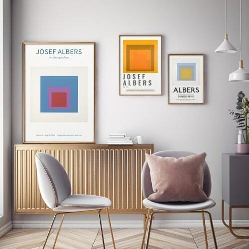 Josef Albers Famous Artist Abstract Exhibition Poster Canvas Print Painting Wall Art Picture for Living Room Gallery Home Decor
