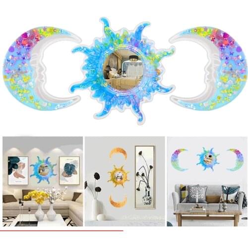 Sun Mirror Epoxy Mould Moon Mould Sun Moon Mirror Wall Pendant Wall Decoration Sun Moon Sun Silicone Mould Home Decoration
