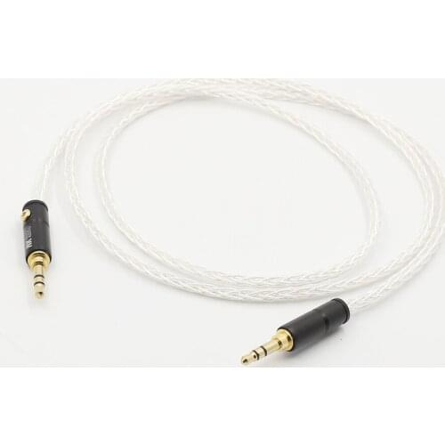 Hifi Audio 8 Cores Silver Plated 3.5mm to 3.5mm Stereo Male Upgrade Cable HIFI audio aux cable