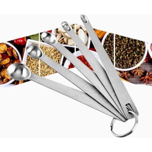 5pcs/set Stainless Steel Mini Measuring Spoon Durable Home Sauce Cutlery Accessories Kitchen Baking Tool