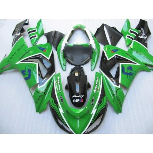 Free customize plastic fairing kit for Kawasaki Ninja ZX10R 06 07 green black motorcycle fairings set ZX10R 2006 2007 TI31