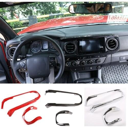 Red/Carbon Fiber ABS Center Console Dashboard Air Conditioner Outlet Cover Trim For Toyota Tacoma 2016-2020 Interior Accessories