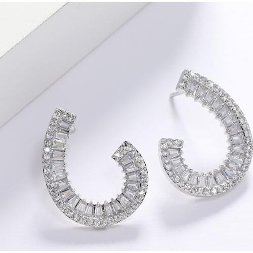 LUALA Brand Design T Shape AAA Cubic Zirconia Stud Earrings for Women Fashion Crystal Party Wedding Luxury Jewelry New Arrival