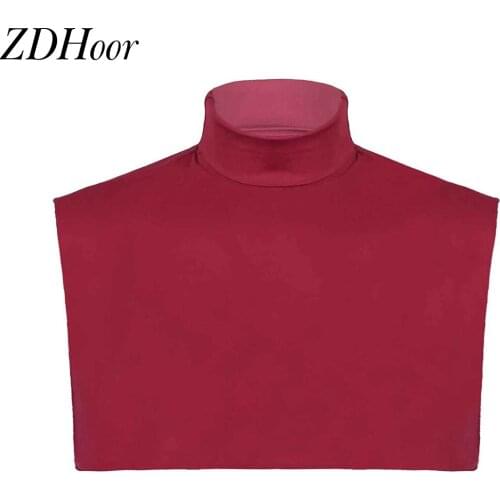 Muslim Fake Collar Faux Turtleneck Hijab Extension Neck Cover Detachable False Mock Dickey Blouse Half Top Neck Collar for Women