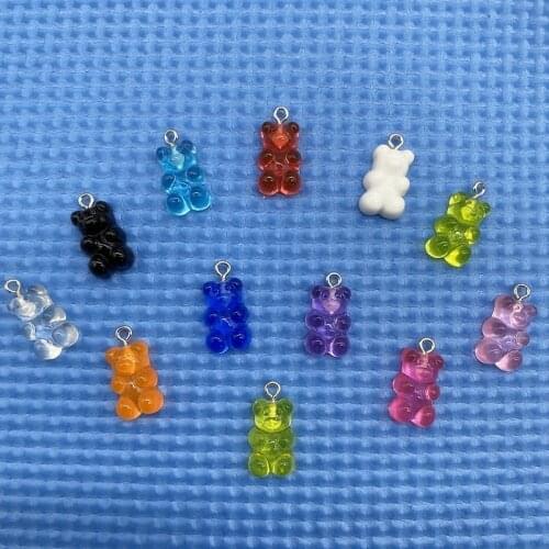 New 10pcs Simulated Small Resin Color Candy Color Jelly Color Bear Earrings Earrings, Stud Pendant, DIY Jewelry Accessories