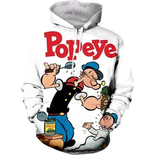 New Off White popular cartoon popeye Anime hoodies 3D printed Jacket men/women Ropa casual streetwear sweatshirts Drop ship