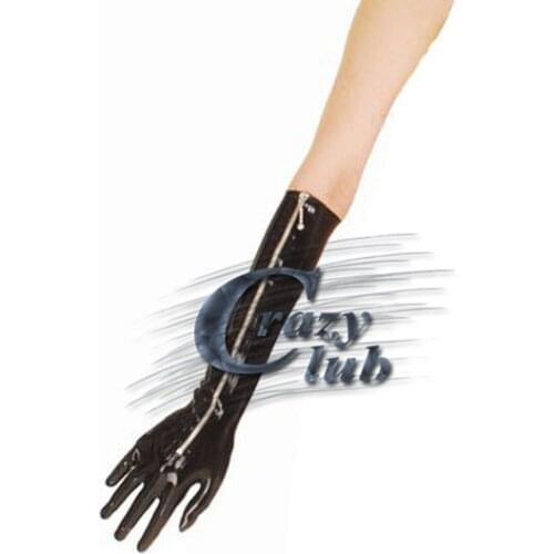 Crazy club_New arrival Latex gloves elbow length zip latex gummi latex fetish latex gloves Zentai free shipping fast delivery