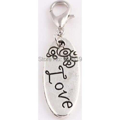 20pcs/lot " love " Tag Pendant Charms With Lobster clasp For Magnetic Floating Memory Locket Jewelry Holiday Gift