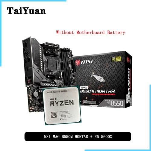 AMD Ryzen 5 5600X R5 5600X CPU + MSI MAG B550M MORTAR Motherboard Suit Socket AM4 All new but without cooler