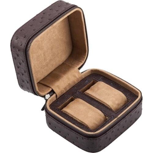 2 Slots Watch Box Portable Travel Zipper Case Collector Storage Jewelry Box