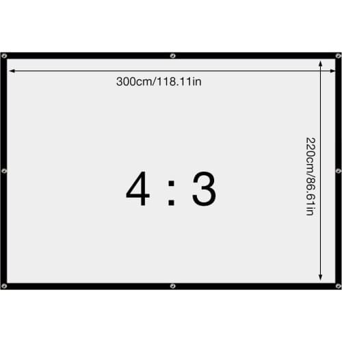 Polyester 150 Inch 4:3 4K Ultra HD Portable Folding Movie Screen For Home Theatre Crease-resist Indoor Outdoor Projector Screen