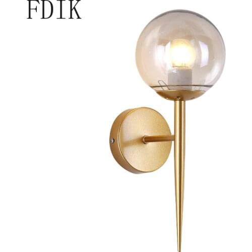 Modern Gold Glass Wall Lamp Vintage Led Sconce Lights Fixtures for Home Living Room Bedroom Kitchen Corridor Light Loft Decor