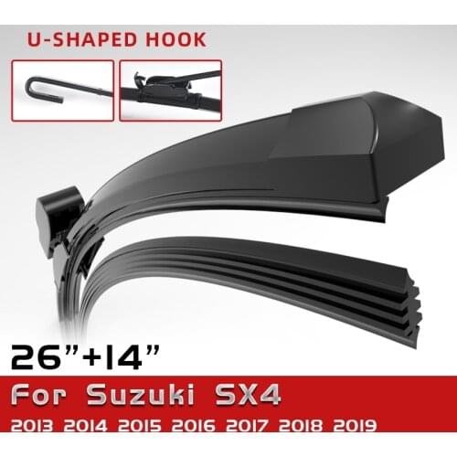 CELANOVA For Suzuki SX4 2013 2014 2015 2016 2017 2018 2019 LHD Front Rubber Wiper Double Sided Windscreen Wiper 26"+14"