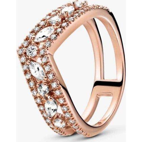 Sparkling Marquise Double Wishbone Rings for Women 925 Sterling Silver Wedding Engagement Ring Silver Jewelry Bijoux anillos