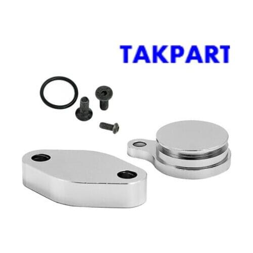 TAKPART Billet aluminum LS EGR Delete Intake Exhaust Block Off Plate Set For Silverado 4.8L 5.3L 6.0L LQ4