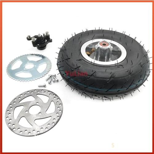 10x350-4 Tube Tyre with 4 Inch Hub Rim Brake Disc Sprocket Brake Pump 10x3.50-4 Tires Wheels Fits ATV Quad Go Kart 47cc 49cc