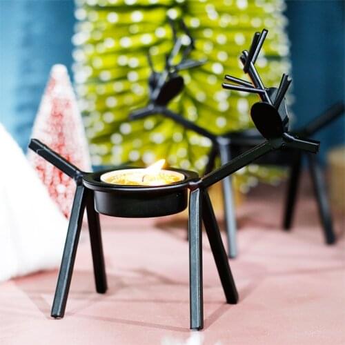 Creative Elk Bracket Candle Holder Deer Candlestick Iron Christmas Dining Table Room Ornament For Christmas Home Decor