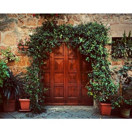 VinylBDS Background Retro Brick Wall Backdrop Brick Floor Green Grass Photo Studio For Children Photography Backdrops