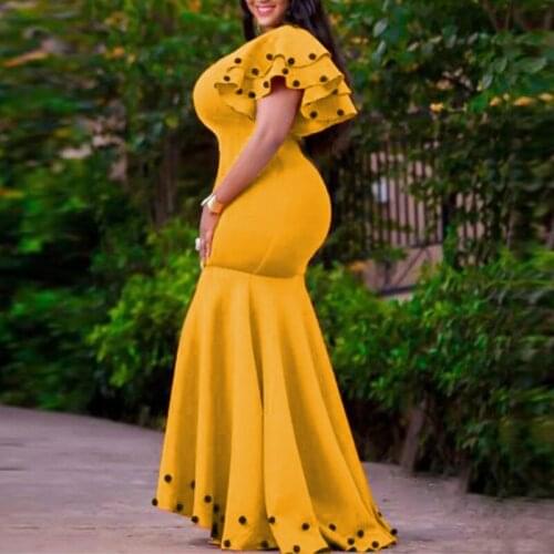 Women Sexy Mermaid Dresses 2021 Short Sleeve Ruffles Square Neck Summer Evening Party Fashion Bodycon New Midi Female Dresses