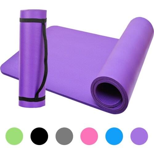 10mm NBR Yoga Mat with Free Carry Rope 183*61cm Non-slip Thick Pad Fitness Pilates Mat for Outdoor Gym Exercise Fitness XA163A