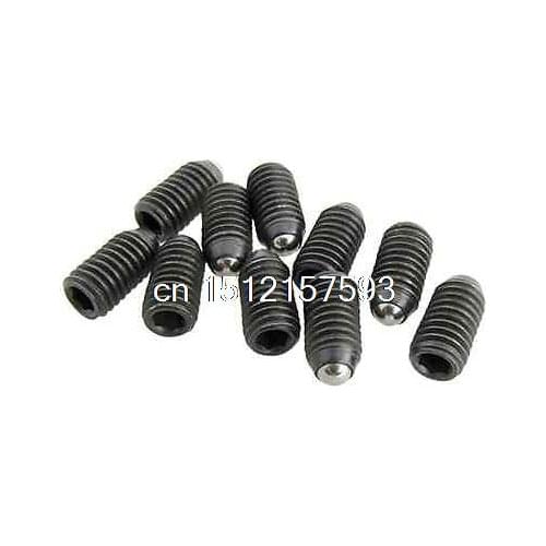 10 Pcs Metal 6mm M6 Threaded Hex Socket Ball Plunger Screws Black