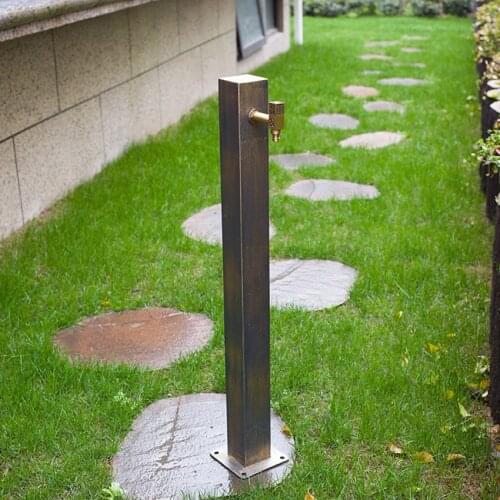 A5496 Standing Garden Outdoor Floor Decked Faucet Antique Brass Single Cold Carved Tap Faucet Stainless Steel Washing Machine