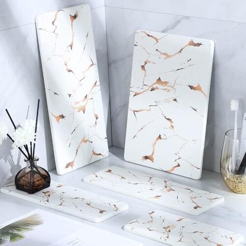 Golden Pattern Diatom Mud Absorbent Pad Wash Basin Toothbrush Coaster Waterproof Soap Mat Bathroom Accessories Storage Tray