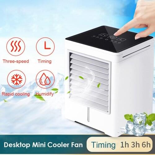 ALLOYSEED Portable Mini Air Conditioner Fan USB Rechargeable 3 Speeds Desktop Air Cooler Fan With Water Tank For Home Office Car