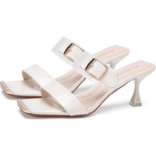 Luxury Shoes Women Designers 2020 Summer 6.5cm High Heel Beige Sandals 21803AYL4678