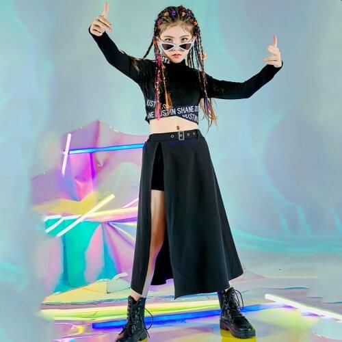 ChildrenS Hip-Hop Clothes Jazz Dance Costumes For Girls Catwalk Black Skirt Suit Jazz Street Dance Clothes Stage Outfits