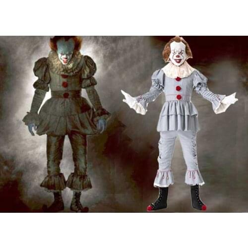 Adult Men Scary Movie Unisex Cosplay Horror Jester Outfit For Men Women Halloween Film IT Pennywise Joker Evil Clown Costume