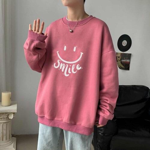 Long Sleeve Graphic Smile Letters Printing T Shirt Men Women Shirts Men Clothing Vintage Fashion Oversized Tees Clothes Tshirt