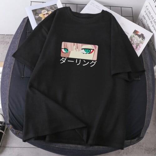 Summer Hip Hop Zero Two T Shirt Darling In The Franxx Anime Woman T-shirts Cartoon O-neck Short Sleeve Tops Casual Fashion Tees