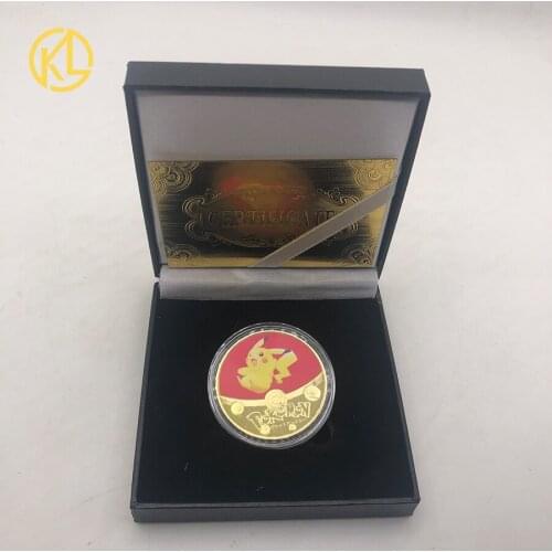 Hot 5x2 Stypes Pocket Cute Animals Anime Monsters Gold Plated Coins WITH GIFT BOX Collectibles Japanese Commemorative Gifts