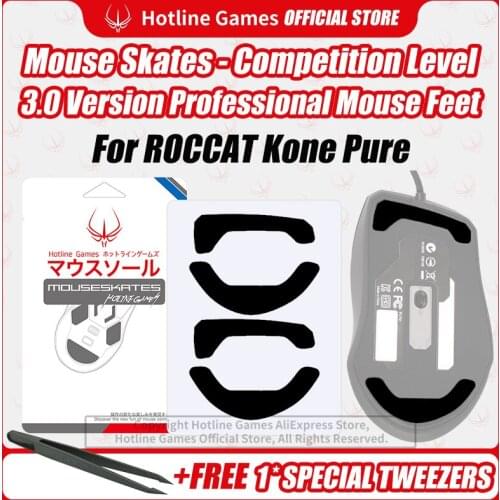 Hotline Games 3.0 Mouse Skates Mouse Feet Replacement for ROCCAT Kone Pure Gaming Mouse ,Smooth, Durable,Glide Feet Pads