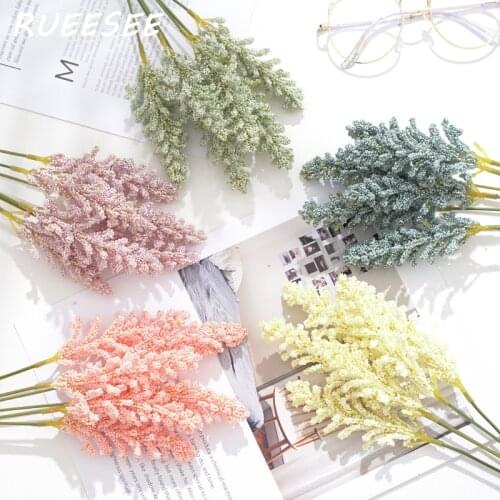 Artificial Flowers Single Branch 34cm Hand Made Rice Seed Wheat Ear Lavender Home Living Room Wedding Photography Decoration