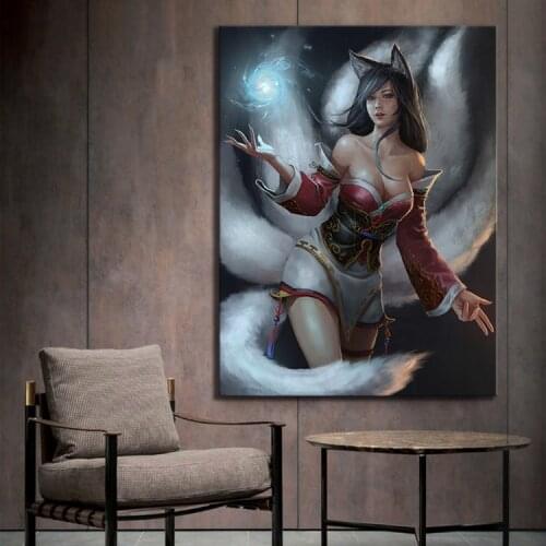Canvas Painting Prints Home Decor 1 Panel The Nine Tailed Fox Ahri League Of Legends Video Game Wall Art Modular Pictures Poster