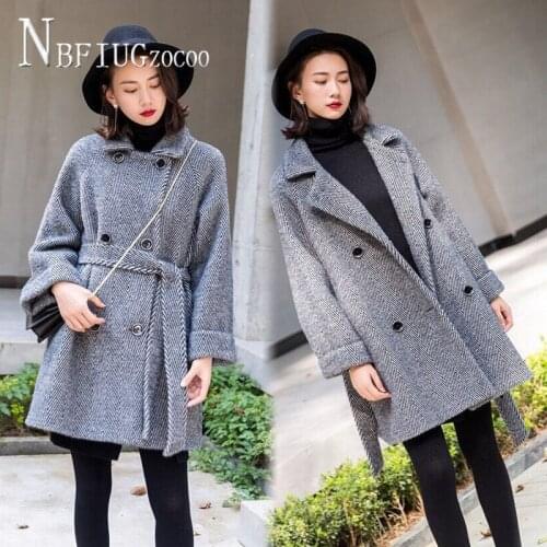 Korea Women Winter Long Woolen Coat Ladies Casual Slim Thick Outwears