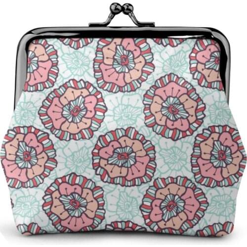 NOISY DESIGNS Coin Purse Woman Flower Boho Pattern Women Lady Retro Vintage Flower Small Wallet Hasp Purse Clutch Bag Keychain