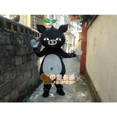 Black Pig Mascot Costume Adult Halloween Birthday Party Cartoon Apparel Cosplay Costumes Someone Inside Cartoon Props