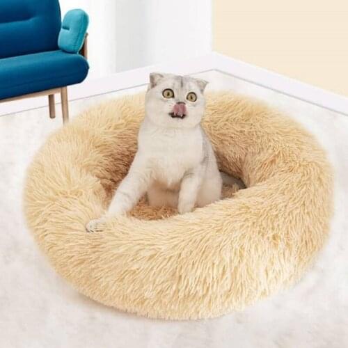 Round Cat Bed House Soft Beds Kennel Pet Dog Mat for Small Dogs Cats Nest Long Plush Winter Warm Sleeping Bag Puppy