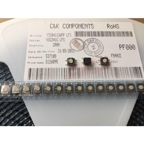 KSC241G imported French C&K 6.2*6.2*3.5mm waterproof and dustproof patch Tact switch silicone