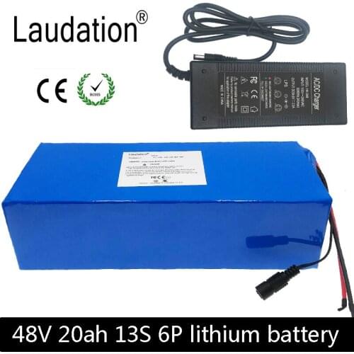 Laudation 18650 48V 20ah 13s 6p Lithium Battery Pack 54.6V Electric Bike Battery 48V 20Ah Lithium Scooter Battery Pack