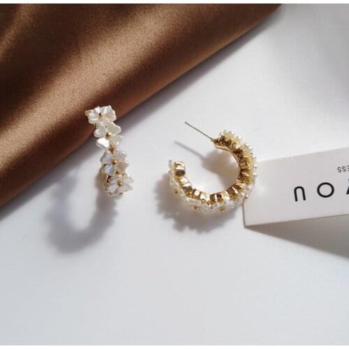 Summer New Fashion Flower C-shaped Stud Earrings Elegant Womens Stud Earrings Birthday Dinner Party Jewelry Accessories