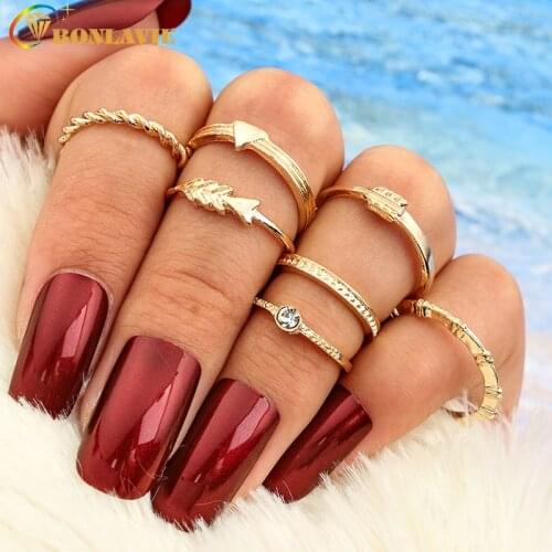 Trendy Arrow Finger Rings Set Gold Color Midi Ring Sets Knuckle Rings For Women Party Jewelry Accessories