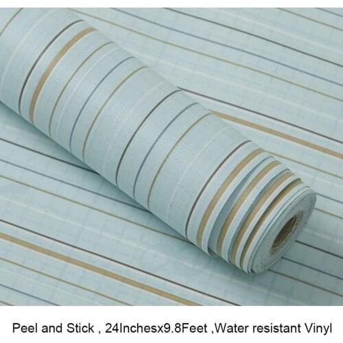 GLOW4U Peel and Stick Stripe Wallpaper Removable Wall Paper for Kids Living Room Bedroom Kitchen Walls