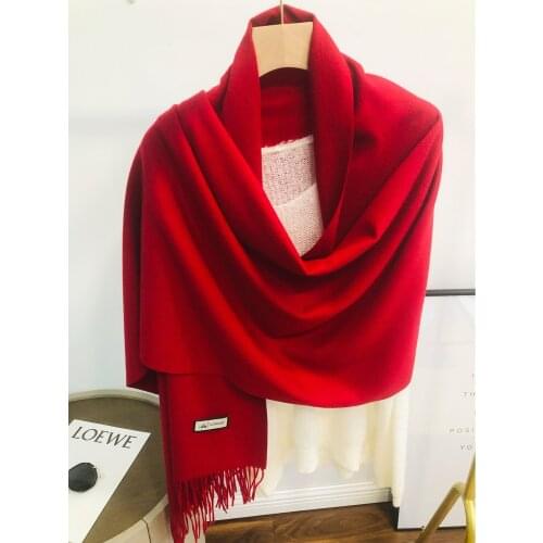 2020winter new womens shawl monochrome imitation cashmere versatile thermal classic scarf fashion thickened thermal tasselScarf