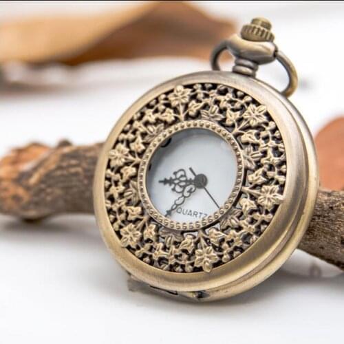 Wholesale 10 PCS/lot Fashion quartz Bronze antiques babysbreath Good quality Necklace pocket watches gift